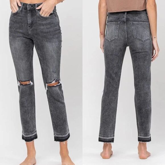 Vervet High Rise Released Hem Straight Jeans - Size: 24 - Picture 1 of 9